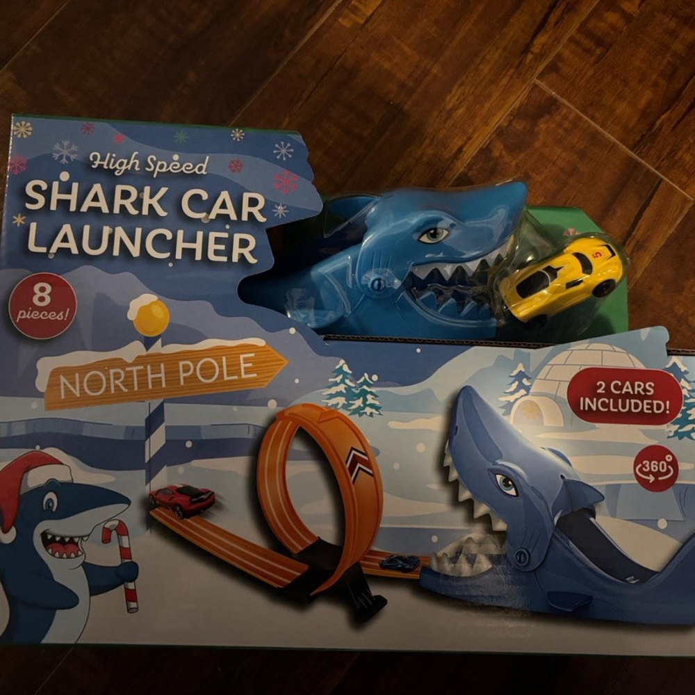 Target Blue Shark Car Launcher Playset with Yellow & Red Cars!